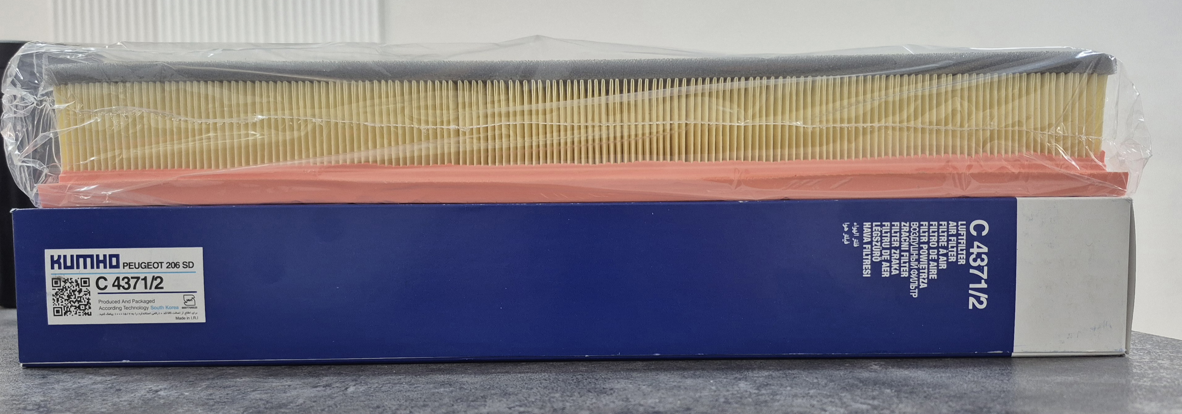 فیلتر هوا پژو ۲۰۶ بلند برند کومهو کد C4371/2